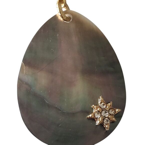 Chico’s Abalone Sand Dollar 2" Drop Pierced Earrings Coastal Beach BOHO Dangle - Picture 6 of 13